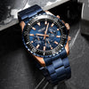 Men's Alloy Case Stainless Steel Band Round Dial Business Quartz Watch With Chronograph And Calendar