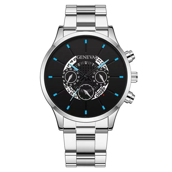 Men's Alloy Case Stainless Steel Band Round Dial Fashion Quartz Watch