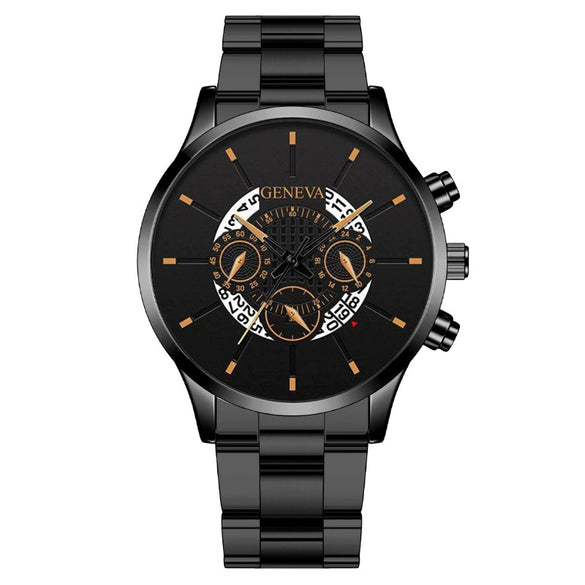 Men's Alloy Case Stainless Steel Band Round Dial Fashion Quartz Watch