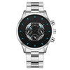 Men's Alloy Case Stainless Steel Band Round Dial Fashion Quartz Watch