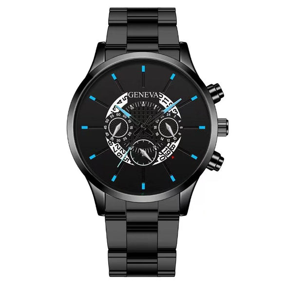 Men's Alloy Case Stainless Steel Band Round Dial Fashion Quartz Watch