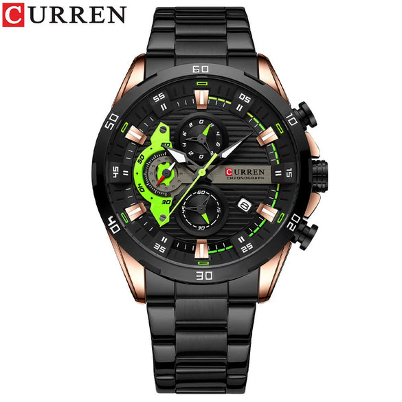 Men's Alloy Case Stainless Steel Band Round Dial Quartz Business Watch