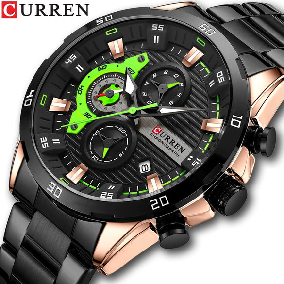 Men's Alloy Case Stainless Steel Band Round Dial Quartz Business Watch