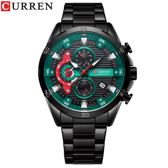 Men's Alloy Case Stainless Steel Band Round Dial Quartz Business Watch