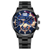 Men's Alloy Case Stainless Steel Band Round Dial Quartz Sport Luminous Leisure Watch