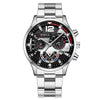 Men's Alloy Case Stainless Steel Band Round Dial Quartz Sport Luminous Leisure Watch
