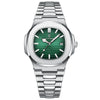 Men's Alloy Case Stainless Steel Band Square Dial Business Waterproof Luminous Quartz Watch