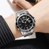 Men's Alloy Case Stainless Steel Belt Quartz Sports Watch With Magnifier Calendar Luminous Feature And Mineral Strengthened Glass Mirror