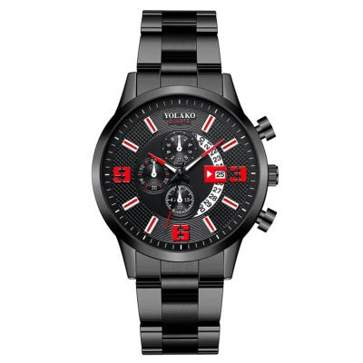 Men's Alloy Case Stainless Steel Strap Electronic Quartz Watch With Round Dial And Business Style