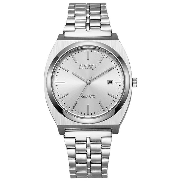 Men's Alloy Case Stainless Steel Strap Round Dial Fashion Quartz Watch