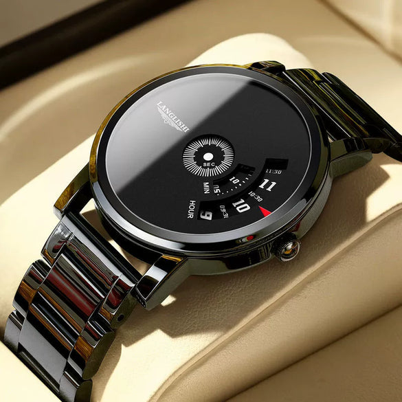 Men's Alloy Case Stainless Steel Strap Round Dial Leisure Quartz Wristwatch