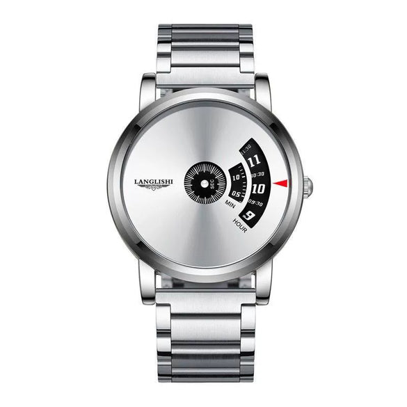 Men's Alloy Case Stainless Steel Strap Round Dial Leisure Quartz Wristwatch