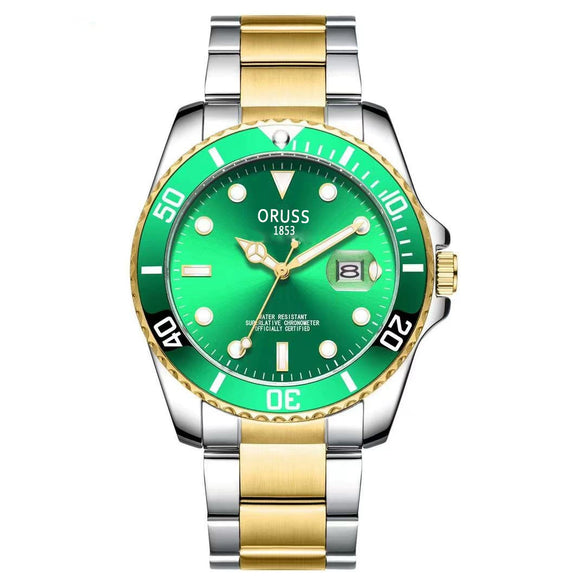 Men's Alloy Case Stainless Steel Strap Round Dial Luminous Waterproof Business Style Automatic Nonmechanical Watch