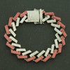Men's Alloy Cuban Chain Bracelet With Diamond And Geometric Design Hiphop Style Magnet Buckle
