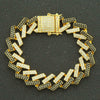 Men's Alloy Cuban Chain Bracelet With Diamond And Geometric Design Hiphop Style Magnet Buckle