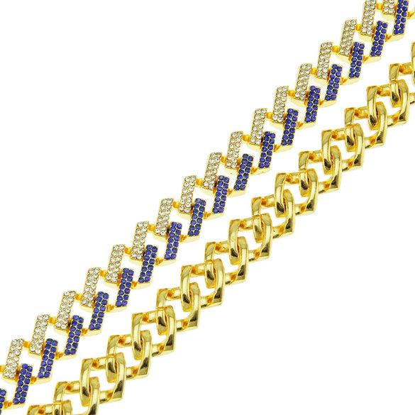 Men's Alloy Cuban Chain Bracelet With Diamond And Geometric Design Hiphop Style Magnet Buckle