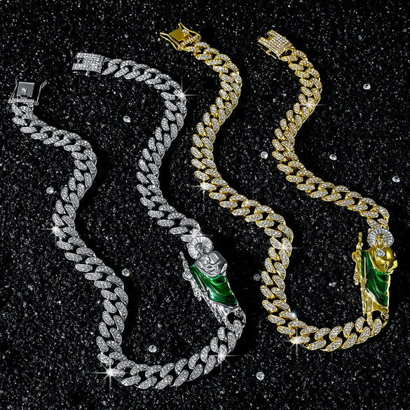 Men's Alloy Cuban Chain Hip Hop Geometric Diamond Necklace