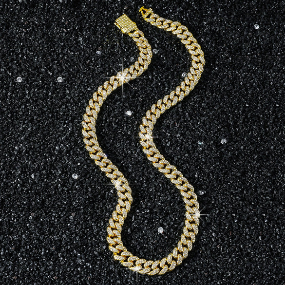 Men's Alloy Cuban Chain Hiphop Geometric Diamond Design Necklace
