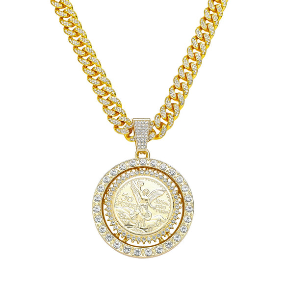 Men's Alloy Cuban Chain Hiphop Style Angel Pendant Necklace With Cartoon Characters And Electroplating
