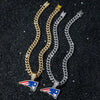 Men's Alloy Cuban Chain Hiphop Style Geometric American Flag Eagle Beak Pendant Necklace With Electroplating