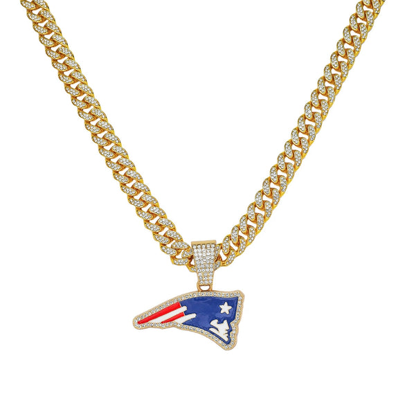 Men's Alloy Cuban Chain Hiphop Style Geometric American Flag Eagle Beak Pendant Necklace With Electroplating
