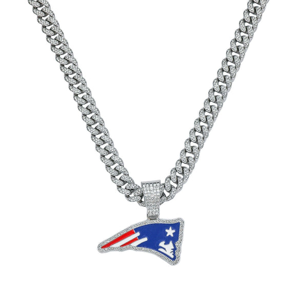 Men's Alloy Cuban Chain Hiphop Style Geometric American Flag Eagle Beak Pendant Necklace With Electroplating