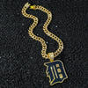Men's Alloy Cuban Chain Hiphop Style Oil Dripping Baseball Team Logo Pendant Necklace With Electroplating