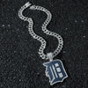 Men's Alloy Cuban Chain Hiphop Style Oil Dripping Baseball Team Logo Pendant Necklace With Electroplating