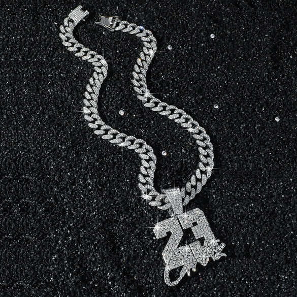Men's Alloy Cuban Chain Hiphop Style Pendant Necklace With Letters Numbers Text Pattern And Electroplating
