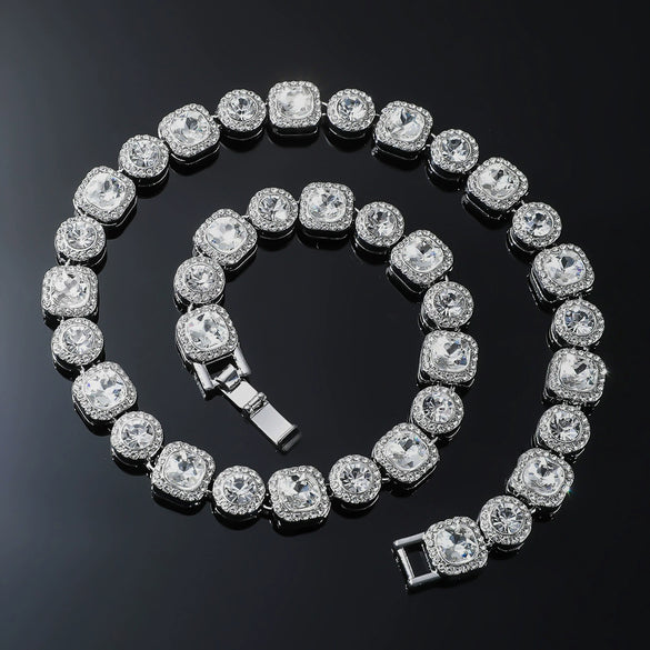 Men's Alloy Cuban Chain Jewelry With Geometric Pattern And Diamond Design Punk Style