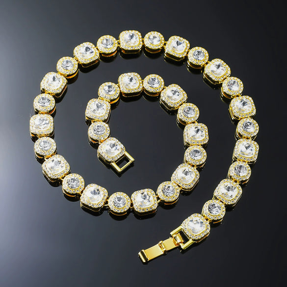 Men's Alloy Cuban Chain Jewelry With Geometric Pattern And Diamond Design Punk Style