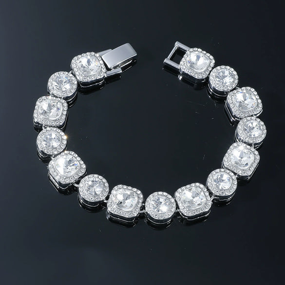 Men's Alloy Cuban Chain Jewelry With Geometric Pattern And Diamond Design Punk Style