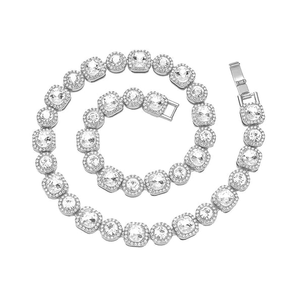 Men's Alloy Cuban Chain Jewelry With Geometric Pattern And Diamond Design Punk Style