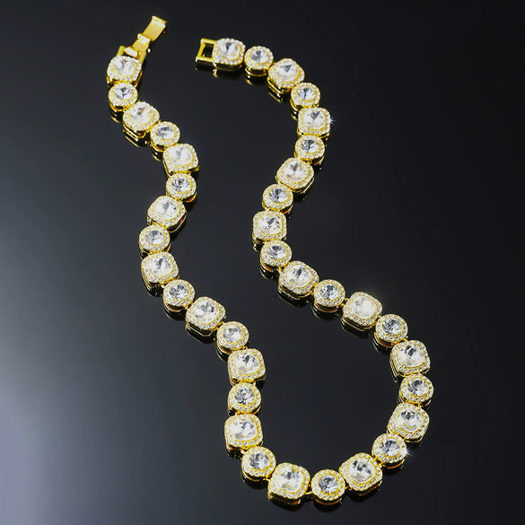 Men's Alloy Cuban Chain Jewelry With Geometric Pattern And Diamond Design Punk Style