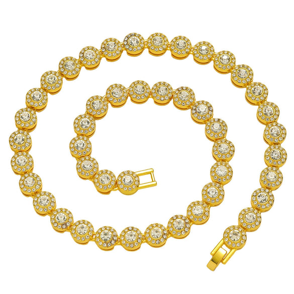 Men's Alloy Cuban Chain Necklace Set With Diamonds Geometric Style Hip Hop