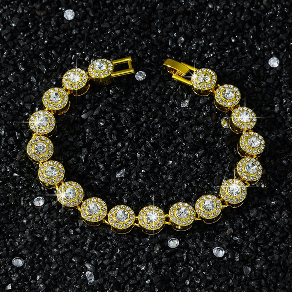 Men's Alloy Cuban Chain Necklace Set With Diamonds Geometric Style Hip Hop