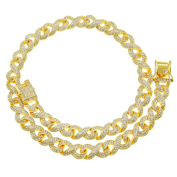 Men's Alloy Cuban Chain Necklace With Diamond And Geometric Design Hip Hop Style