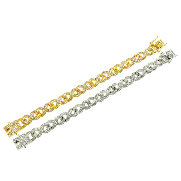 Men's Alloy Cuban Chain Necklace With Diamond And Geometric Design Hip Hop Style