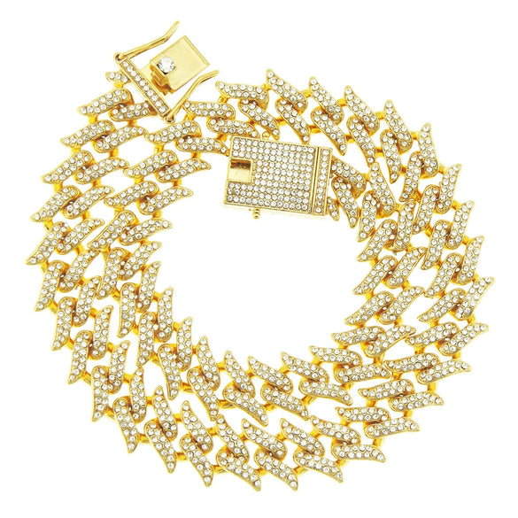 Men's Alloy Cuban Chain Necklace With Diamond And Geometric Design