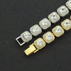 Men's Alloy Cuban Chain Necklace With Geometric Diamond Design
