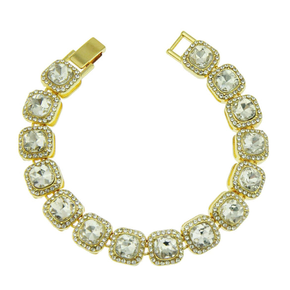 Men's Alloy Cuban Chain Necklace With Geometric Diamond Design