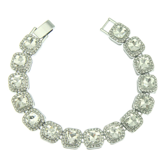 Men's Alloy Cuban Chain Necklace With Geometric Diamond Design