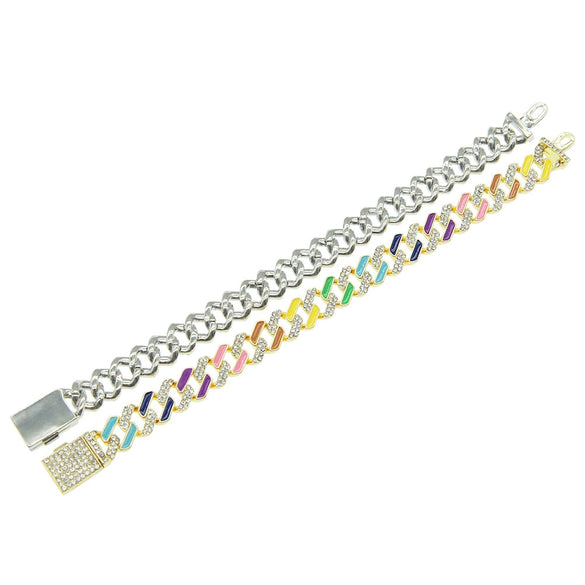 Men's Alloy Cuban Chain Necklace With Geometric Dripping Oil Design