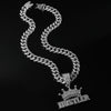 Men's Alloy Cuban Chain With Geometric Diamond Letter Pendant Necklace