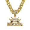Men's Alloy Cuban Chain With Geometric Diamond Letter Pendant Necklace