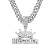 Men's Alloy Cuban Chain With Geometric Diamond Letter Pendant Necklace