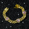 Men's Alloy Diamond Geometric Heart Stitching Cuban Chain Hip Hop Necklace