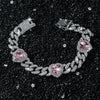 Men's Alloy Diamond Geometric Heart Stitching Cuban Chain Hip Hop Necklace