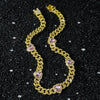 Men's Alloy Diamond Geometric Heart Stitching Cuban Chain Hip Hop Necklace