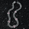 Men's Alloy Diamond Geometric Heart Stitching Cuban Chain Hip Hop Necklace